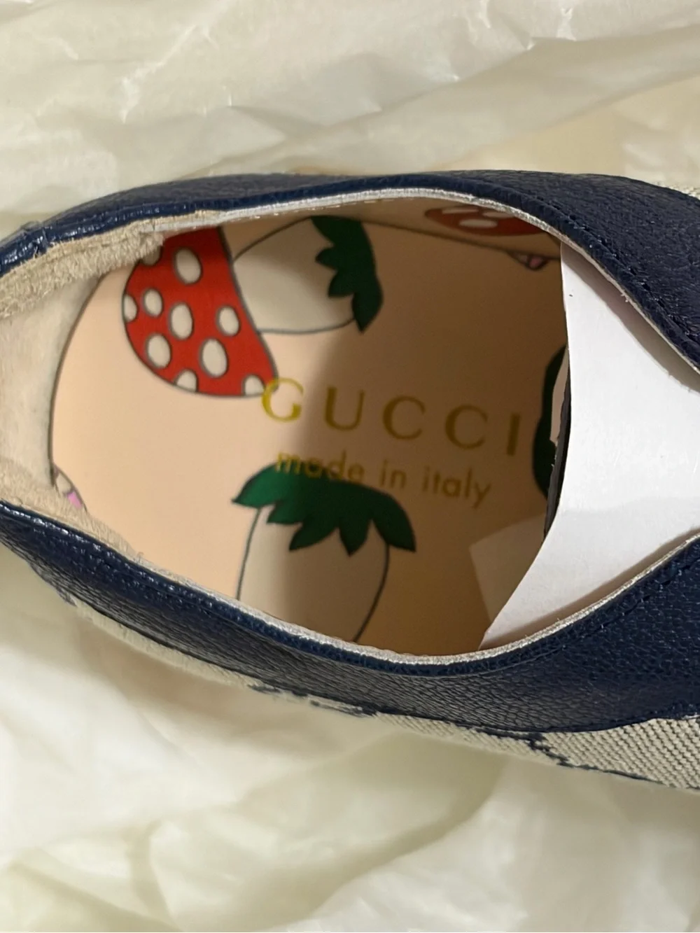 Kids Gucci Blue Leather and Monogram Canvas Dress Shoes